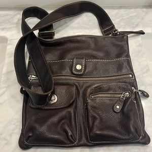 Roots leather messenger bag
